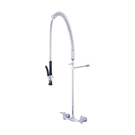 Central Brass Two Handle Wallmount Pre-Rinse Faucet, NPT, Wallmount, Polished Chrome, Flow Rate (GPM): 1.1 0047-ULE60